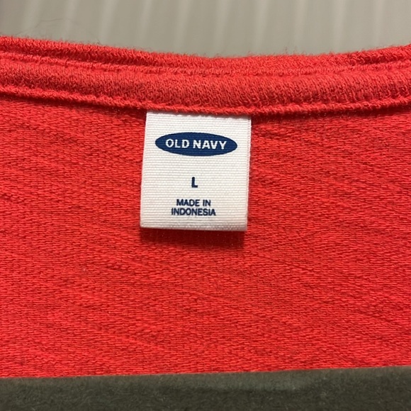 EUC Old Navy Women's Large Orange Faux Wrap Around Short Sleeve Top - Picture 2 of 6